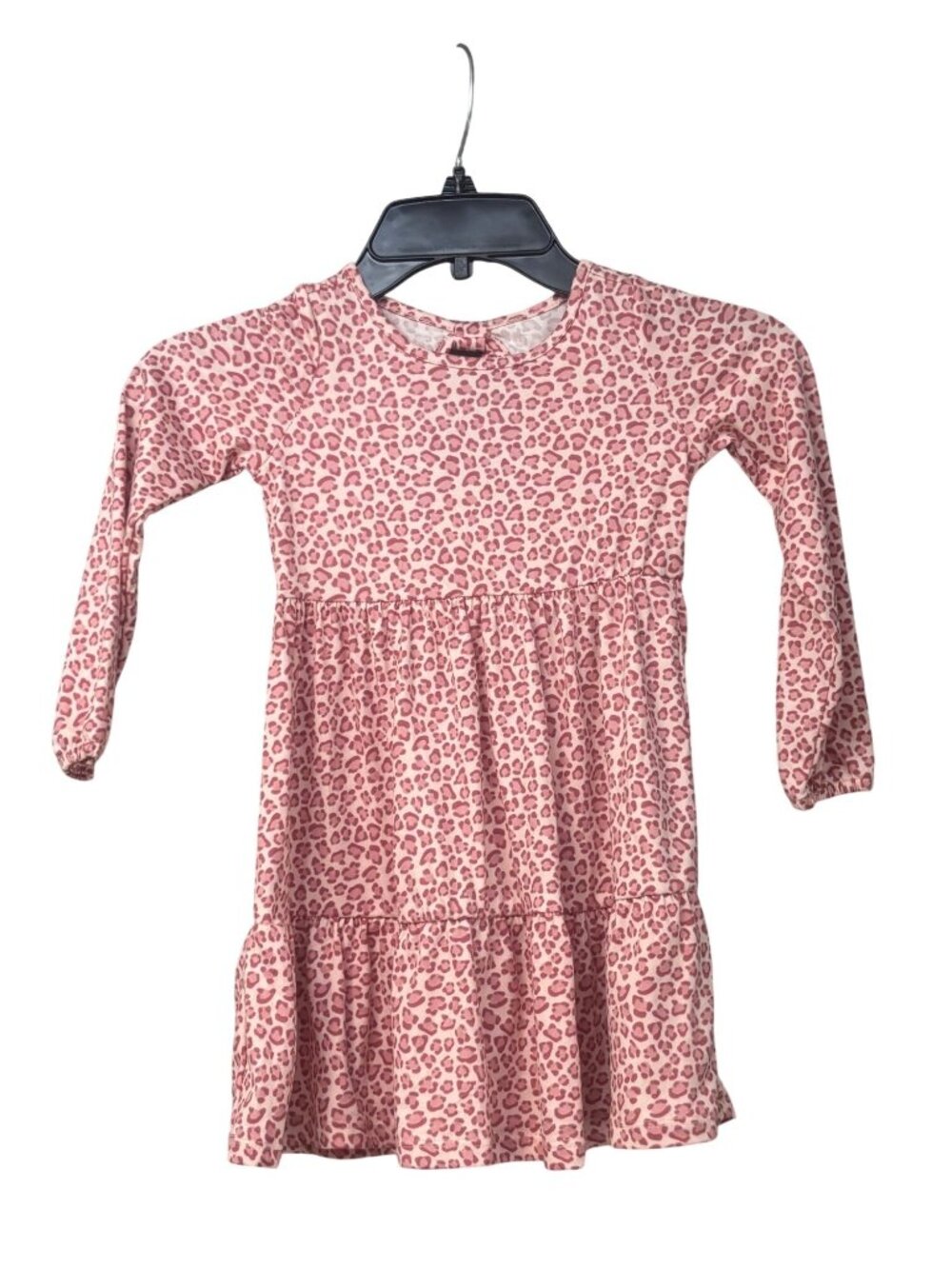 BTween Girl's Pink Leopard Print Long Sleeve Tiered Dress Sz. 4
